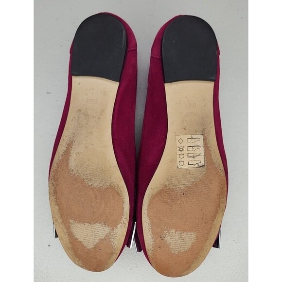 Michael Kors Kiera Suede Ballet Flats Deep Pink Size 6.5 M Bow Silver Logo - Picture 11 of 11
